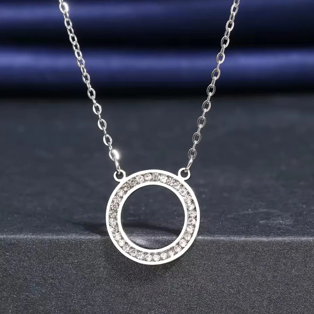 Sterling Silver Circle Cubic Zirconia Necklace